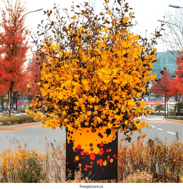 Autumn Leaves in a City Park