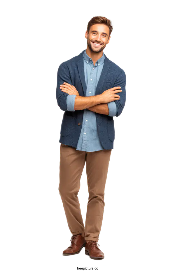 [Transparent Background PNG]Smiling Caucasian Man in Casual Business Attire