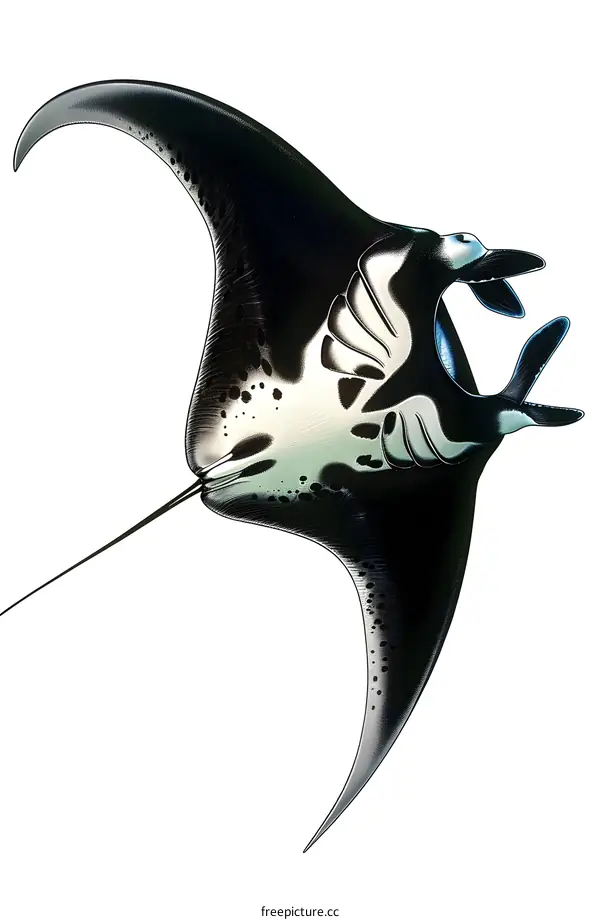 Black and White Manta Ray Illustration