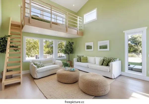 Modern Farmhouse Living Room with Light Green Walls