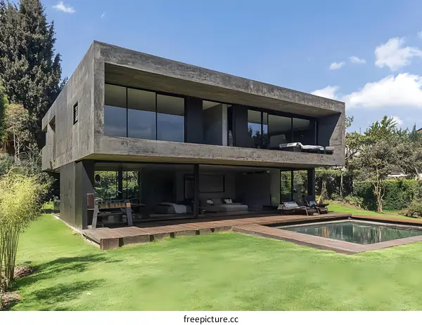 Modern Concrete House with Pool and Patio