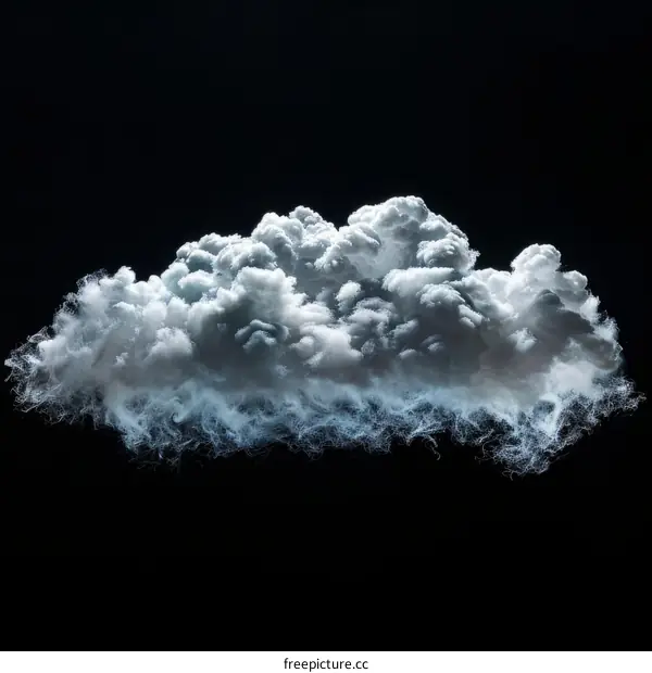 A cotton-like cloud against a black background