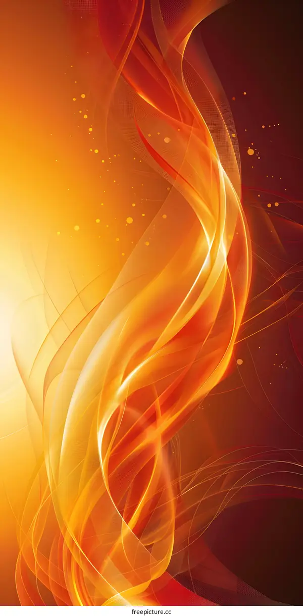 Abstract Orange And Yellow Background With Wavy Lines