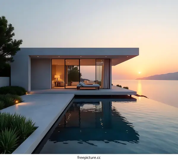 Modern Minimalist Villa with Infinity Pool Overlooking the Ocean