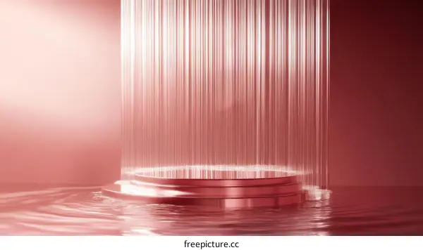 Elegant Pink Product Display Stage with Waterfall