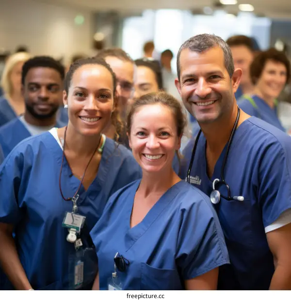A group of healthcare professionals smiling at the camera