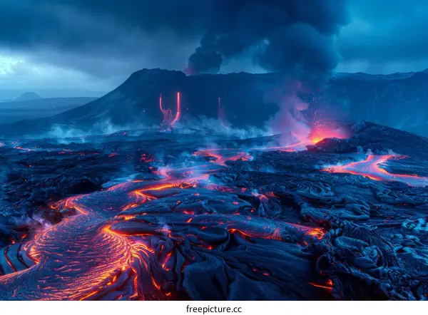 Lava from the Fagradalsfjall volcano eruption in Iceland