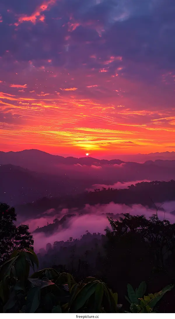 Beautiful sunset over the mountains