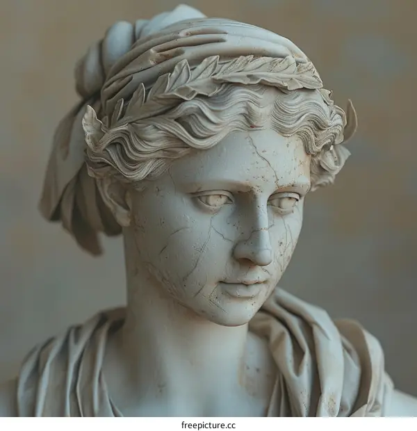 Ancient Greek Female Statue Bust Illustration
