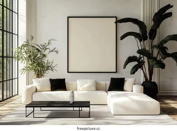 Modern Minimalist Living Room Interior Mockup