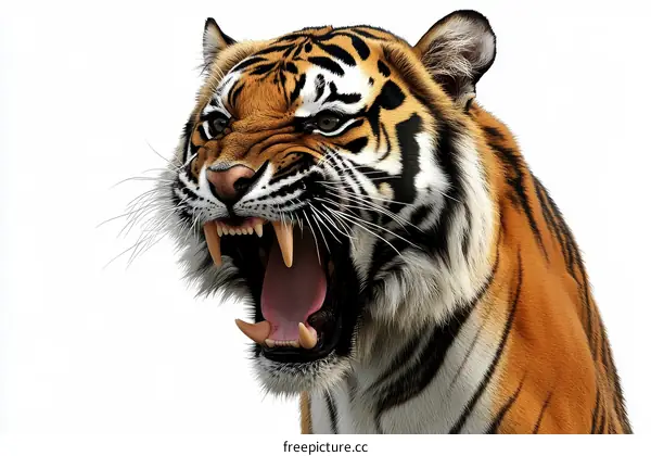 Close-up Portrait of a Roaring Tiger
