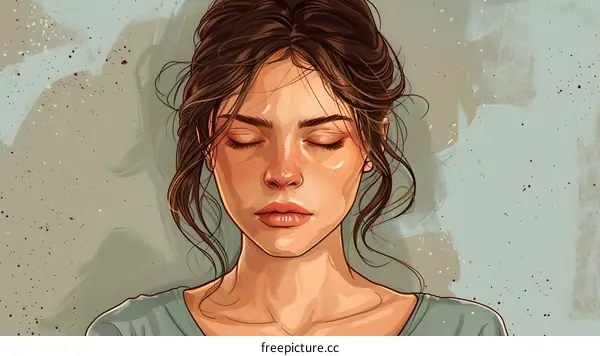 portrait of a young woman with her eyes closed