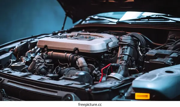 Close Up View of a Car Engine