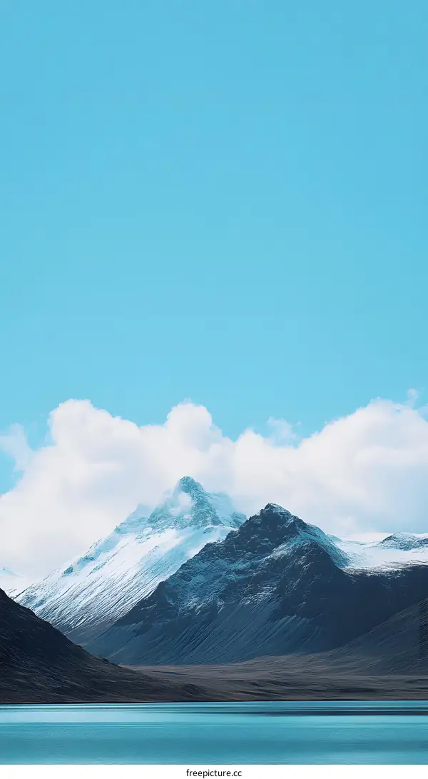 Blue Sky and Mountain Range Over a Lake