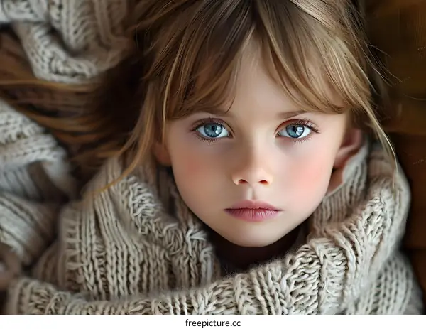 portrait of a beautiful child with blue eyes