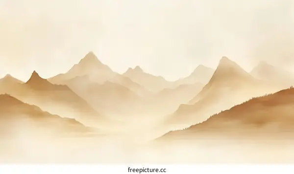 Misty Mountainscape in Soft Hues