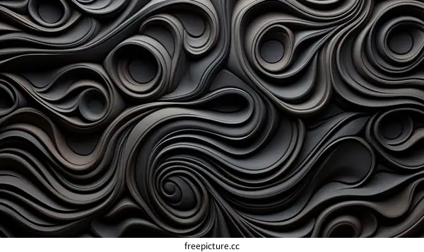 Black and Gray Fluidic Sculpture 3D Render