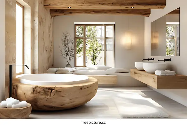 Wooden Spa Bathroom Interior Design