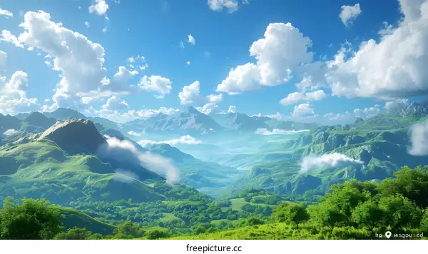 Fantasy epic mountains and valleys