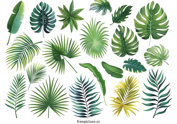 Tropical Leaves Watercolor Painting Illustration