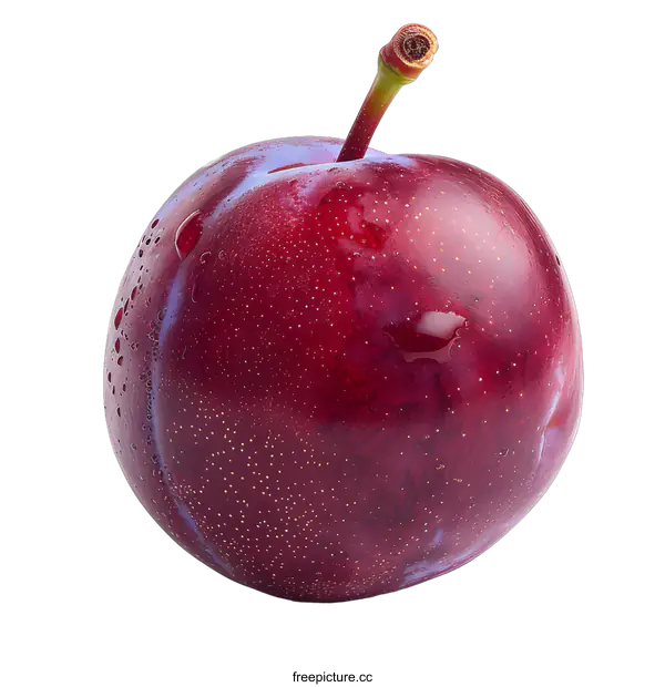 [Transparent Background PNG]single purple plum with stem