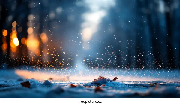 Winter Snow Falling on the Ground