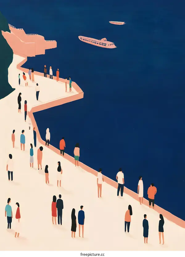 People Standing on a Cliff Overlooking a Body of Water