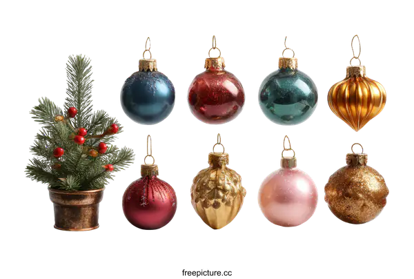 [Transparent Background PNG]Christmas Ornaments Collection Colorful Holiday Decoration