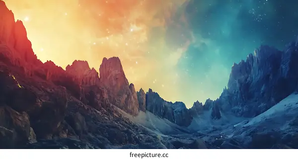 Rocky Mountain Landscape Under Starry Sky