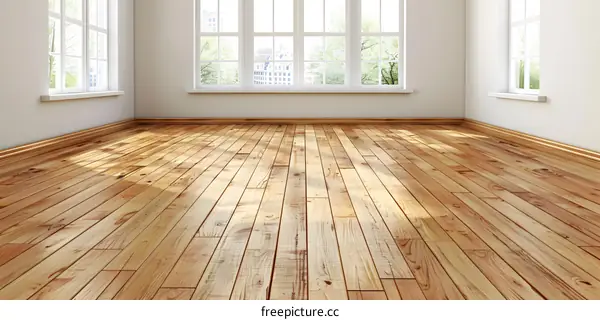 Empty Room With Wooden Floor and Windows