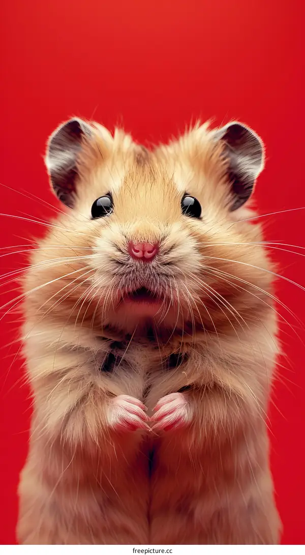 Adorable Hamster with Light Brown Fur and Black Eyes