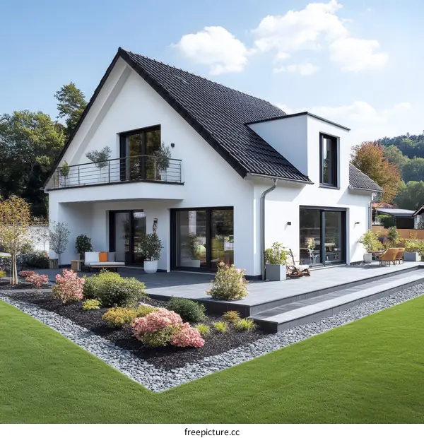 Modern House Exterior with Landscaped Garden