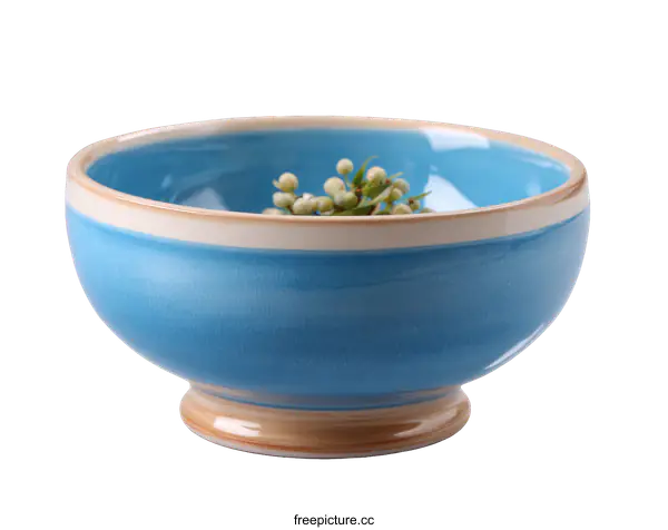 [Transparent Background PNG]Light Blue Ceramic Bowl with Beige Trim