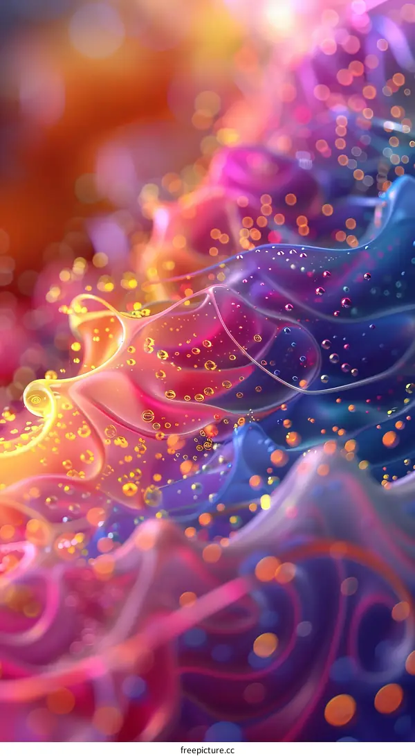 Colorful abstract background with waves and bubbles