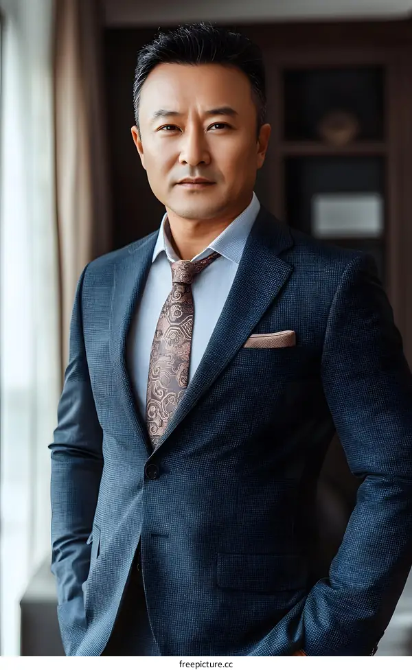 Portrait of Asian Man in Suit