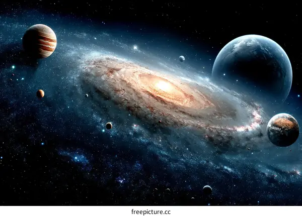 Cosmic Galaxy Splendor in Deep Space