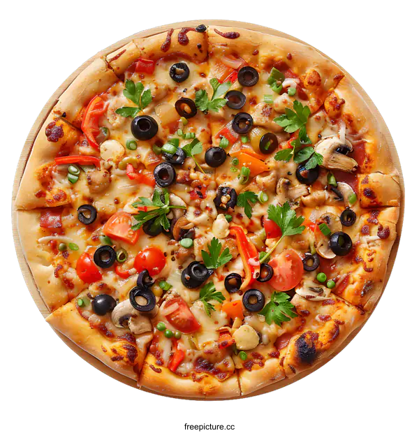 [Transparent Background PNG]Delicious Homemade Pizza with Toppings