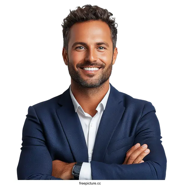 [Transparent Background PNG]Confident Businessman Portrait