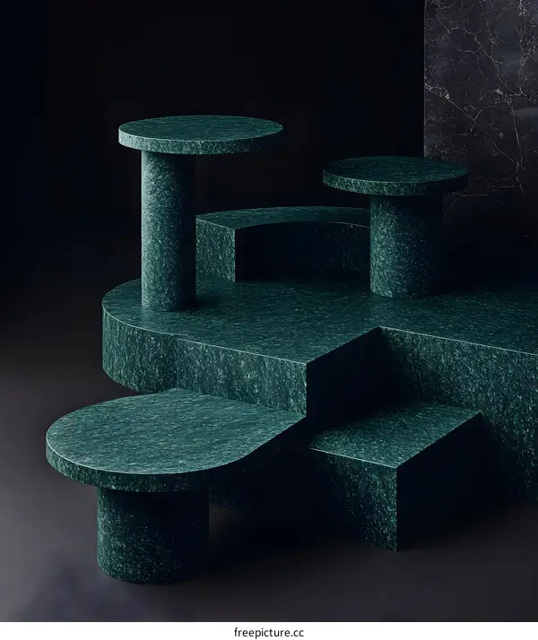 Green Marble Platform Minimalist Product Display