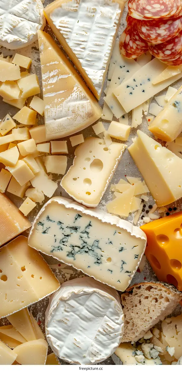 Assortment of Cheese with Salami and Bread