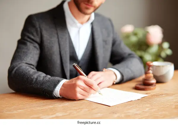 Business Man Signing an Important Document