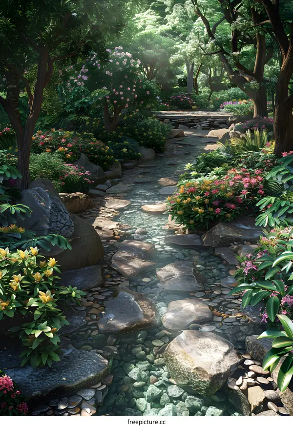 The babbling brook in the garden