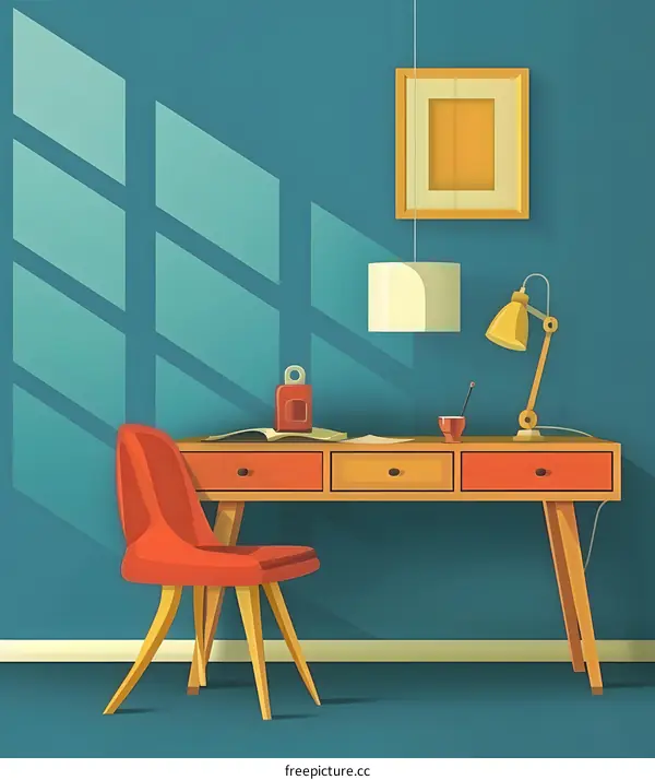 Modern Minimalist Home Office Desk Illustration