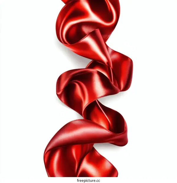Red Satin Ribbon Flowing Gracefully