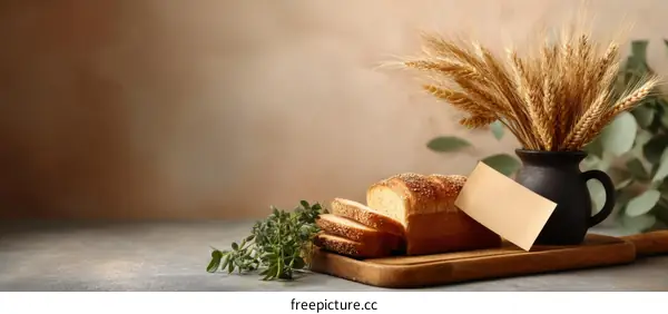 Freshly Baked Bread with Wheat Ears
