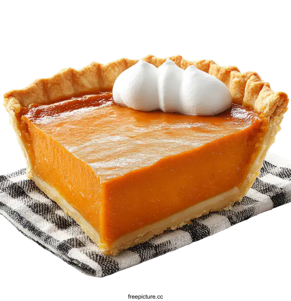 [Transparent Background PNG]Delicious Pumpkin Pie Slice with Whipped Cream