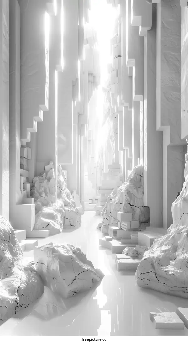 Futuristic Glowing White Marble Canyon