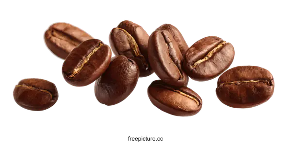[Transparent Background PNG]Roasted Coffee Beans Isolated on White Background
