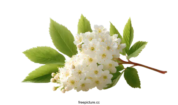 [Transparent Background PNG]Close-up of Spring Blossom Branch with Delicate White Flowers