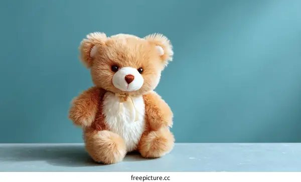Cute Teddy Bear on Teal Background